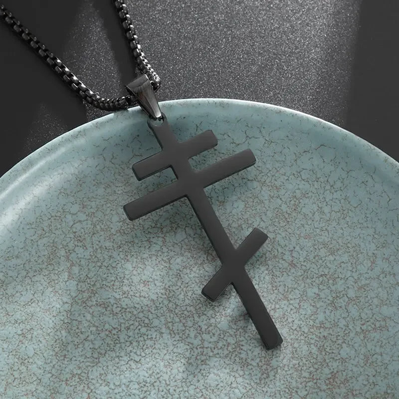 Orthodox Cross Stainless Steel Pendant Necklace