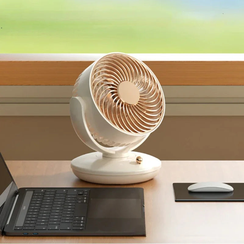 Desktop Rechargeable Fan Small Portable Air Conditioning Appliances Auto Rotation Ventilador 3-speed Wind Silent for