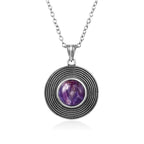 10MM Stone Round Pendant Necklace Silver High Quality Natural Tiger Eye Rhodochrosite Wedding Gift Luxury Jewelry