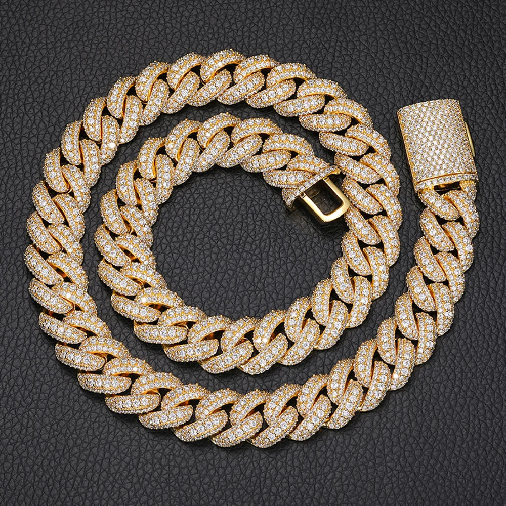 Cuban Chain Necklace Iced Out Gold 15MM
