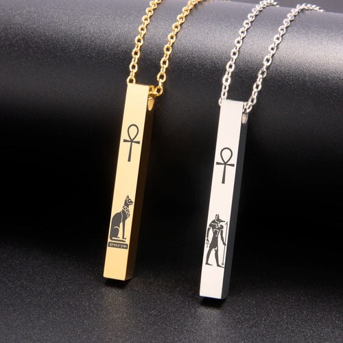 Bastet Cat Goddess Ankh Cross Necklace — Stainless
