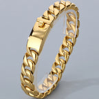 Classic 12MM Cuban Link Chain Bracelet for Man Waterproof Stainless Steel Men's Bracelets Wrist Hand Jewelry Boys Gifts