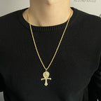 Iced Out Ankh Eye of Horus Pendant Necklace