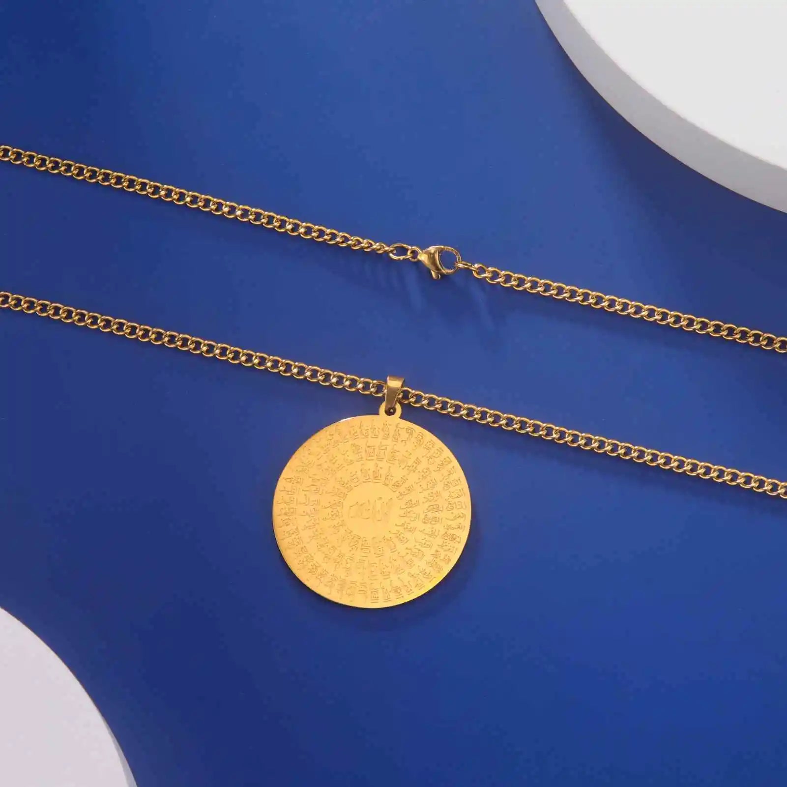 VASSAGO Muslim Allah Necklace Islamic Allah Pendant Necklace Ayatul Kursi Islam Quran Allah Charm Eid Arabic Gift for