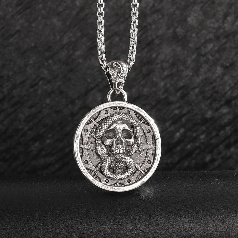 Sun Hugging Moon Round Pendant — Stainless Steel