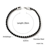 LUXUKISSKIDS Fashion 3MM Zirconia Tennis Braclets Gothic Men/Woman's Bracelet 4 Claw AAA White Black Shiny Stone Steel