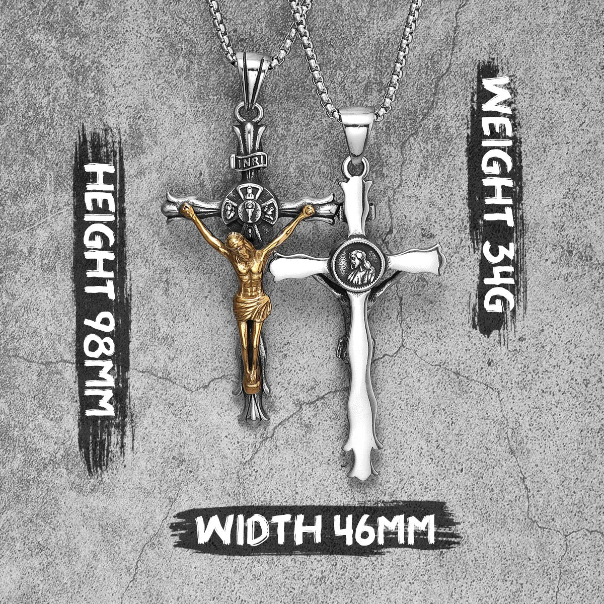 INRI Jesus Cross Pendant Necklace — Stainless Steel