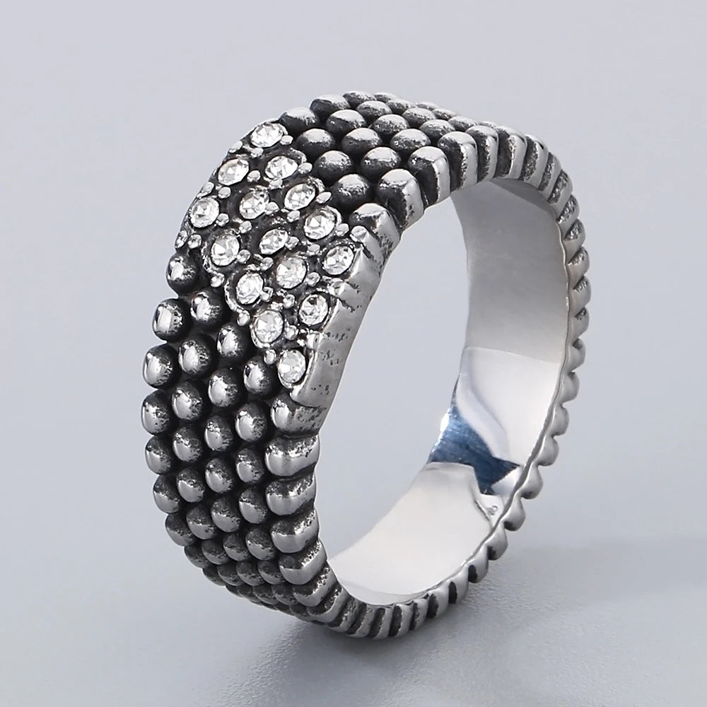 18K Vacuum Plated Rings for Man Women 316l Stainless Steel Men's Band Accessories Engagement CZ Ring His Birthday Party