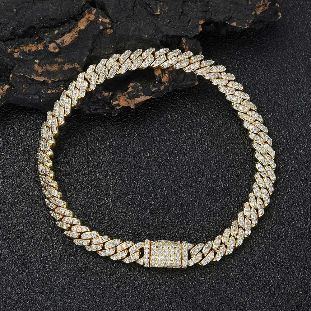 Gold Cuban Bracelet Iced Out 6MM Real Gold