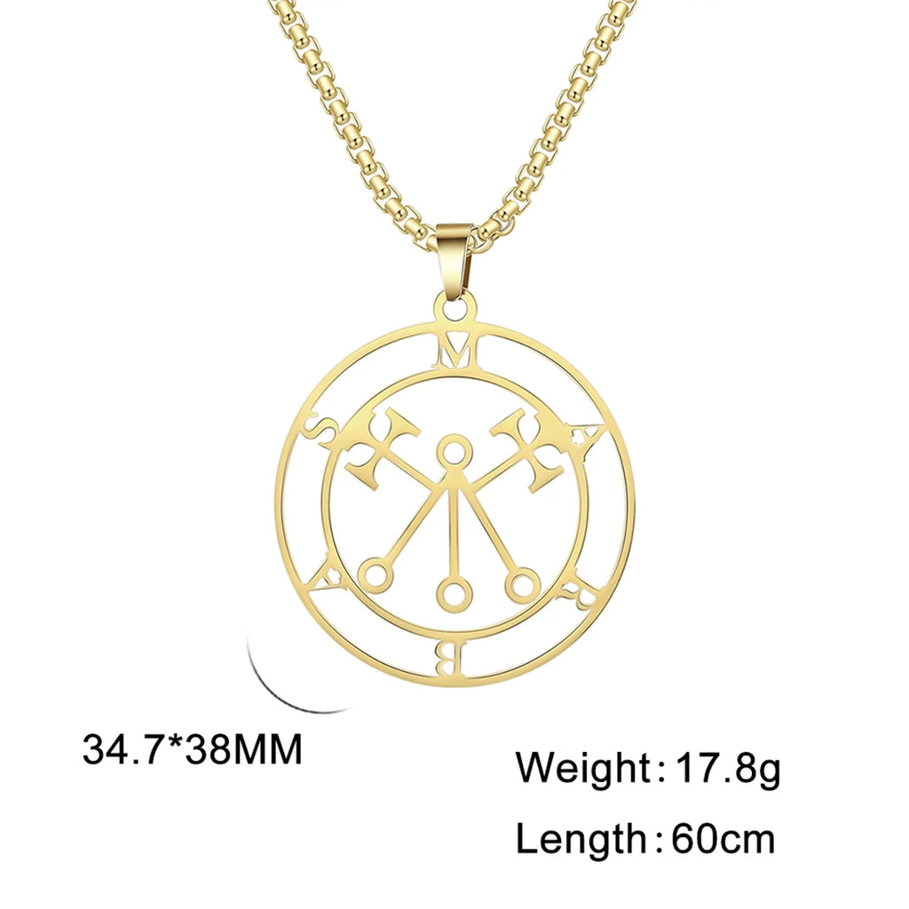 EUEAVAN Mythical Goddess Sigil of Lilith Necklaces Stainless Steel Demon Seal Marbas Pendant Necklace Solomon Amulet Jewelry