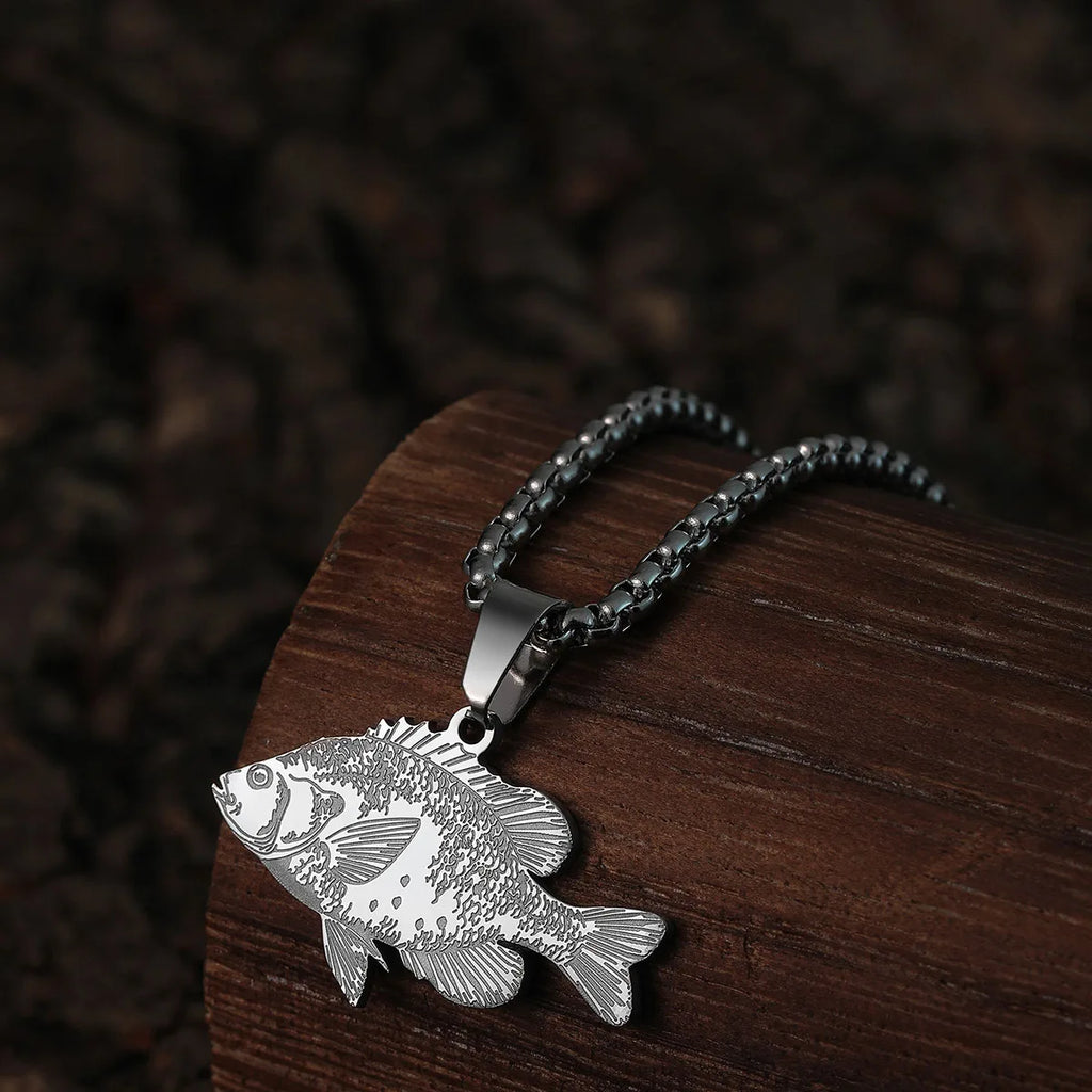 Kinitial Fish Pendant Necklace Women Girls Stainless Steel Chain Choker Trendy Sea Animal Sunfish Jewelry Birthday Gift