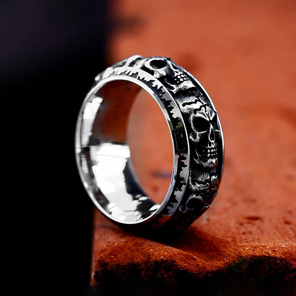New Gothic 316L Stainless Steel Skull Ring Punk Hip Hop Fashion Skeleton Rings For Men Women Unique Biker Jewelry Halloween Gift