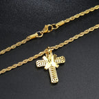 Iced Out CZ Cross Pendant — Stainless
