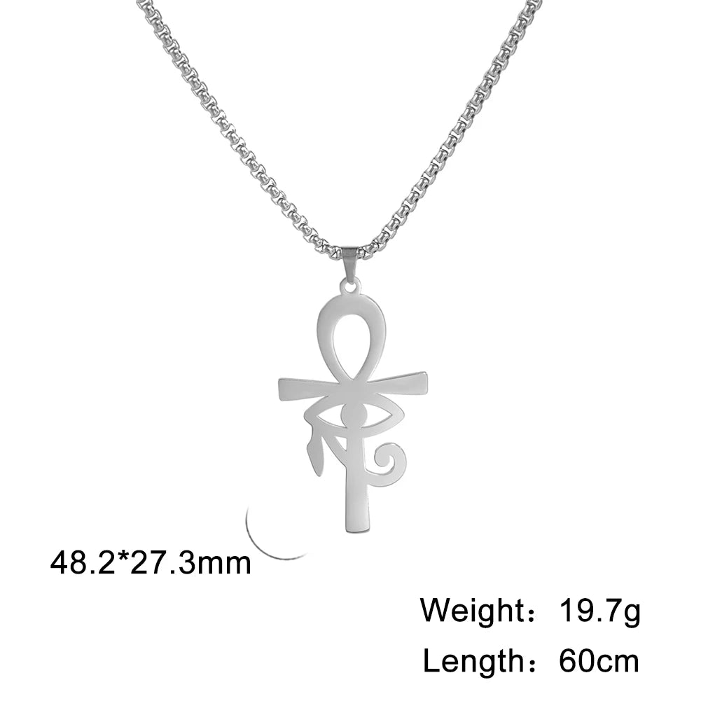 Eye of Horus Ankh Cross Pendant Necklace — Gold