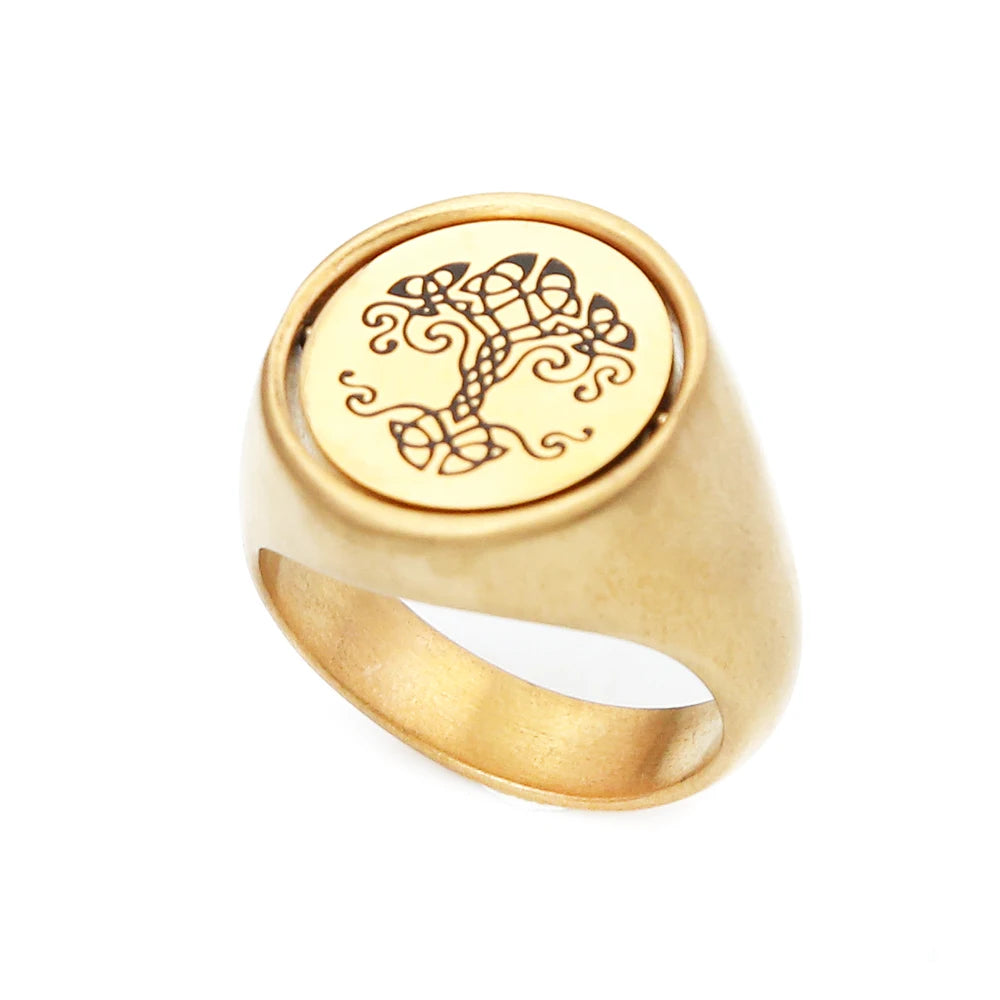 Vintage Creative Viking Tree of Life Signet Rings 316L Stainless Steel Classic Nordic Amulet Ring For Men Women Fashion Jewelry