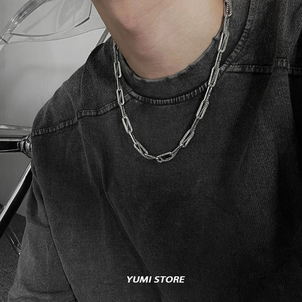 Textured Wrapped Choker Necklace — Stainless Steel