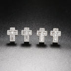 Iced Out Cross Stud Earrings — Gold