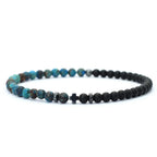 Bicolor Natural Stone 4mm Beaded Bracelet for Men — Elastic