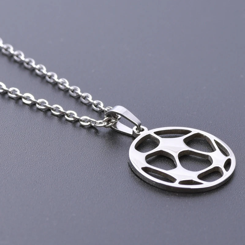 Sports Ball Charm Pendant Necklace — Steel