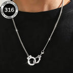 New Arrival Handcuffs Pattern Silver Color Unisex Necklace Pendant High Quality Titanium Steel Funny Special Punk Party