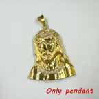 Iced Out Jesus Head Pendant — Stainless Steel