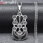 Kabbalah Sephirot Tree of Life Crescent Moon Necklace Cabala Stainless Steel Pendant Necklaces Jewelry Gitfs עץ החיים