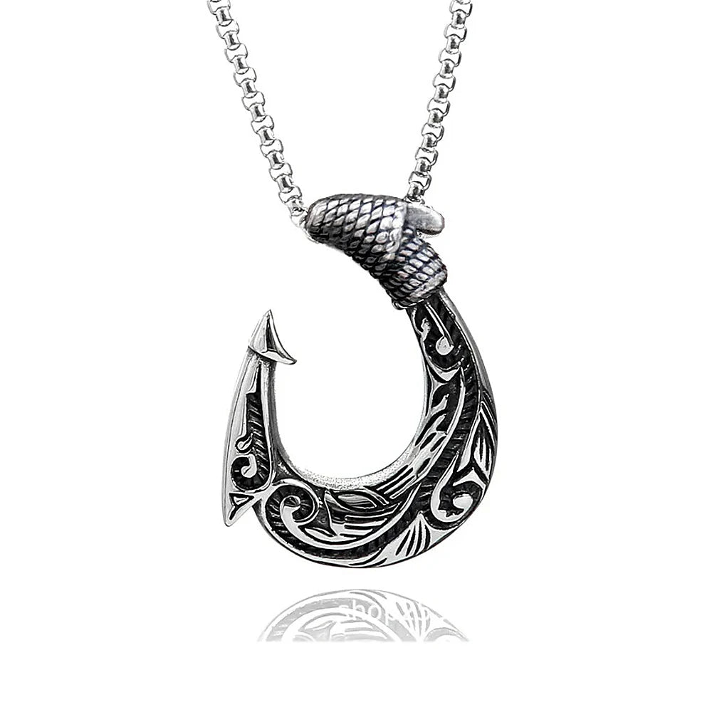 Celtic Fish Hook Pendant — Stainless Steel