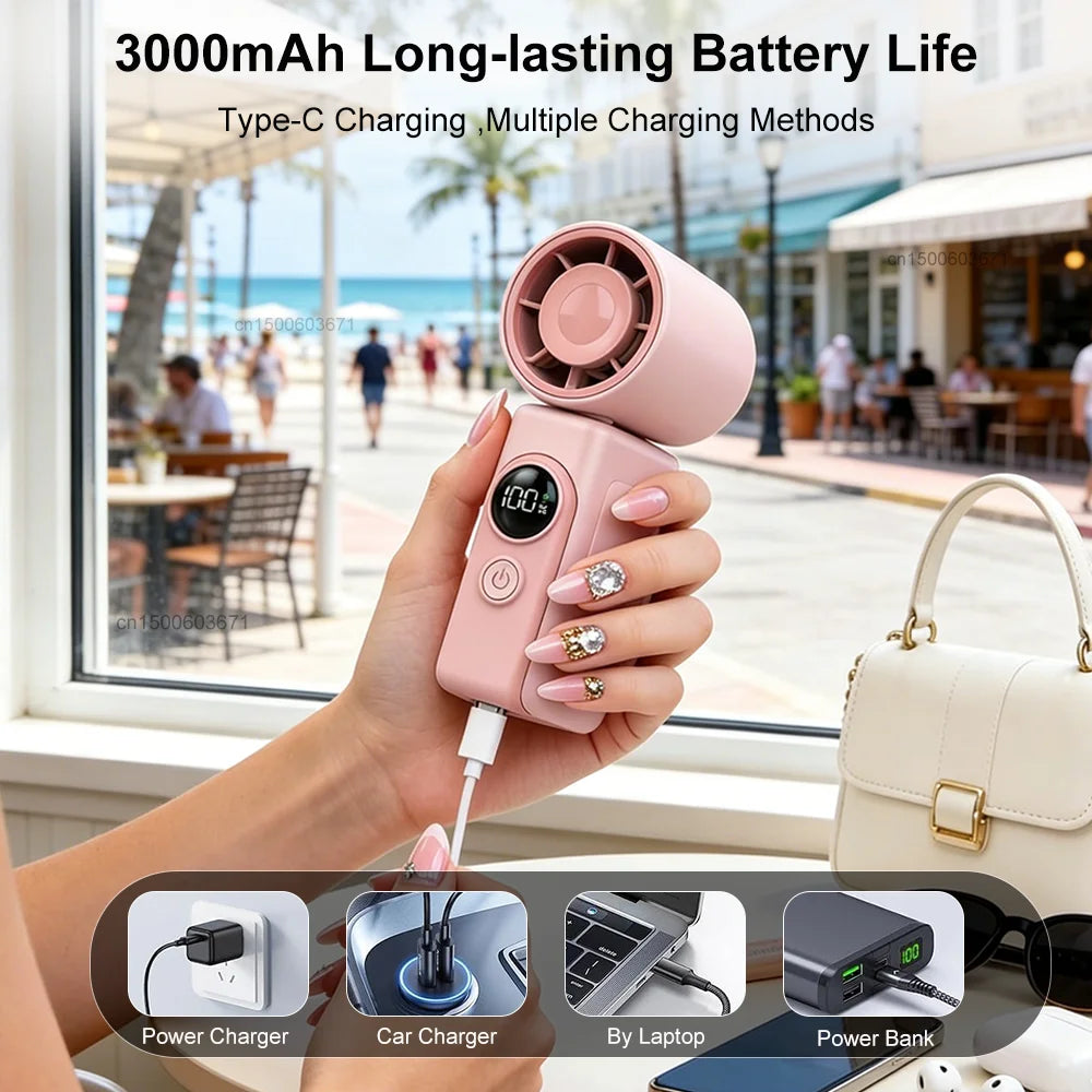 Portable Handheld Fan Mini Clip Fan With Umbrella Holder Function USB Rechargeable Personal Cooling Fan For Outdoor