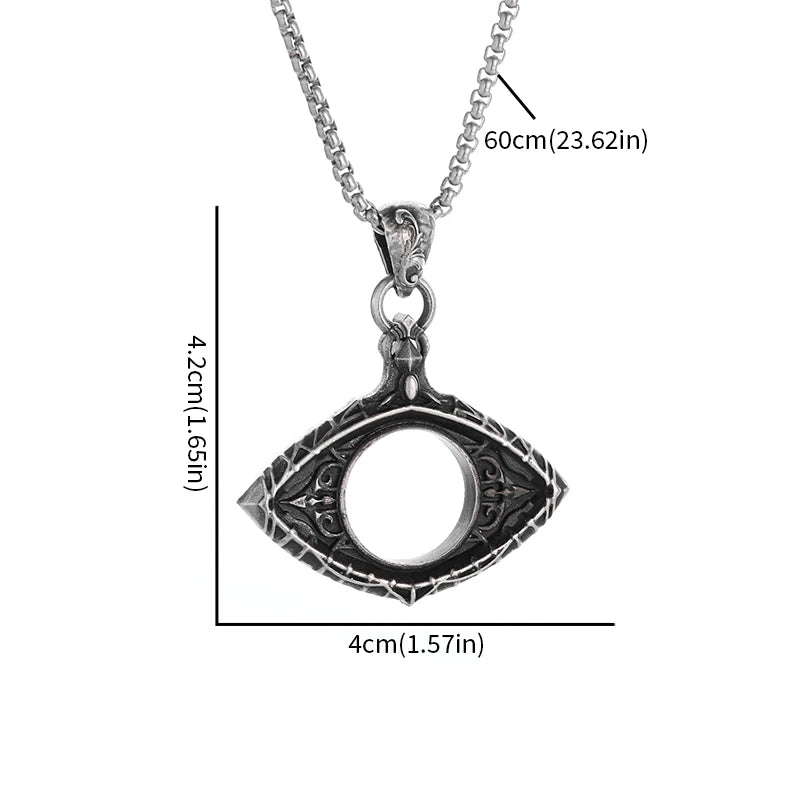 Vintage Hollow Devil's Eye Pendant Necklace Men Women Punk Hip Hop Cycling Jewelry Gift