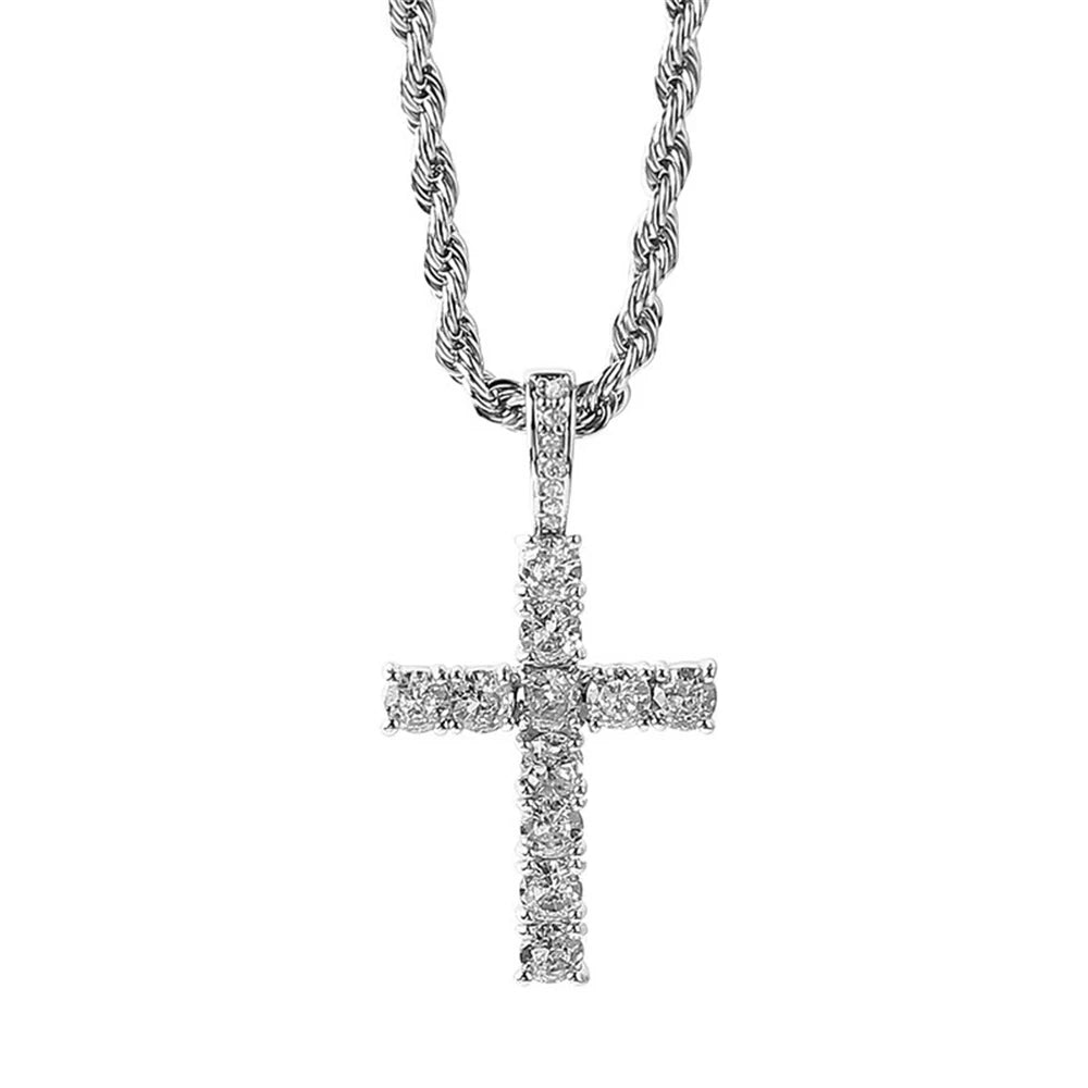 Iced Cross 925 Silver Pendant Necklace