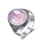Vintage 925 Sterling Silver Ring Natural Moonstone Ring 10*14mm Oval Large Stone Retro Fine Jewelry Gift For Men
