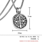 Stainless Steel Saint St. Benedict Collar Medal of San Benito Necklace Men Women Spiritual Virgin Mary Pendant Necklace