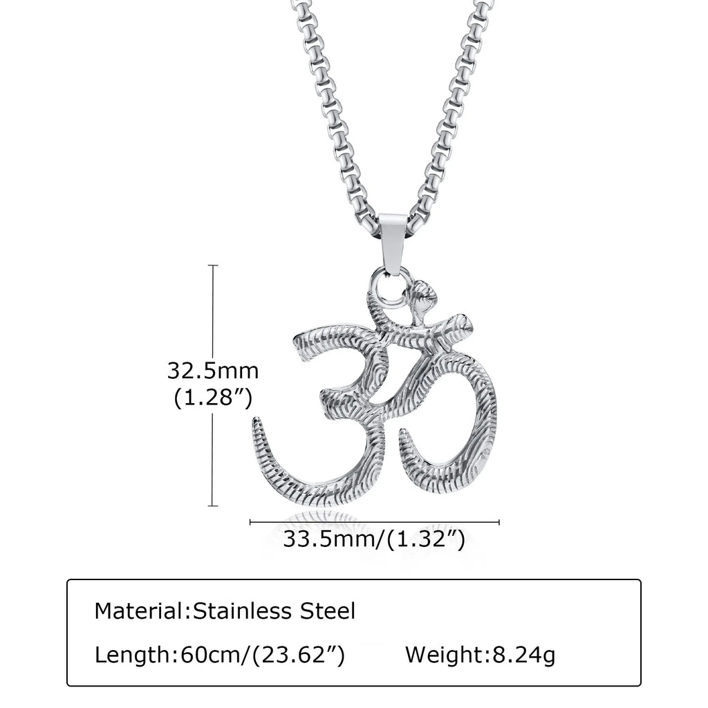 Stainless Steel Yoga Om Necklaces for Men,Punk Solid Metal Aum Pendant Collar Gifts,Male Jeweklry Gifts