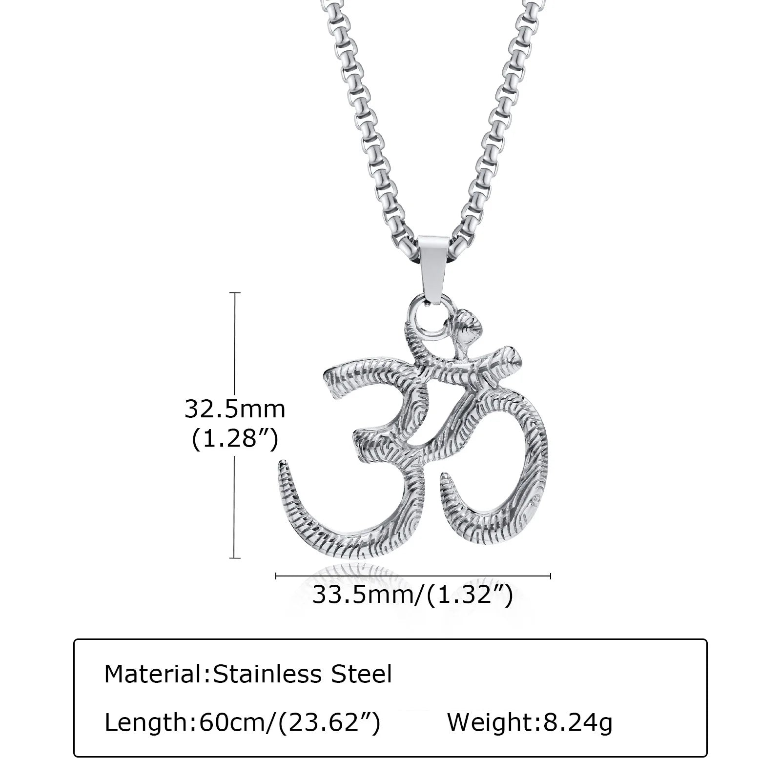 Stainless Steel Yoga Om Necklaces for Men,Punk Solid Metal Aum Pendant Collar Gifts,Male Jeweklry Gifts