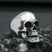 Punk Skull Ring With Movable Jaw — Stainless Steel