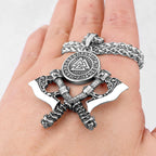 Men Vikings Ax Necklace for Man Never Fade Norse Rune Axe Thor Hammer Mjolnir Slavic Amulet Self-defense Pendant Male