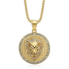 Iced Out Lion Gold Pendant Necklace