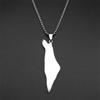 Iced Israel Map Pendant Necklace — Gold-Tone