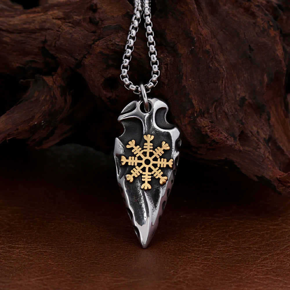 Compass Viking Steel Pendant Vintage Spear Nordic
