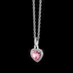 Iced Out Heart Pendant Necklace Stainless Steel CZ