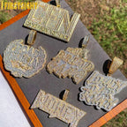New Iced Out Bling CZ Letter Cross Pendant Necklace Various Design 5A Zircon Two Tone Color Badge Charm Men's Hip Hop