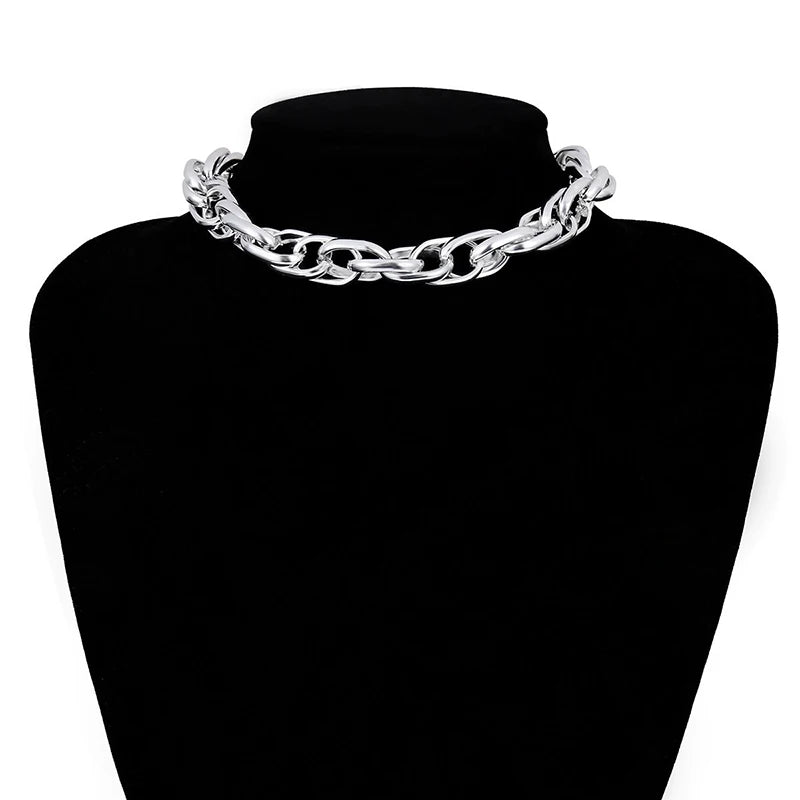 Fashion Chain Link Choker Heart Lock Cross Necklace Pendant For Women Men Silver Color Goth Jewelry Party Punk Long Necklaces