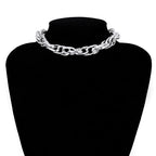 Fashion Chain Link Choker Heart Lock Cross Necklace Pendant For Women Men Silver Color Goth Jewelry Party Punk Long Necklaces