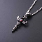 Heart-shaped Sword Wings Necklace Retro Punk style Pendant Jewelry Accessory for Women Men Personality Gifts