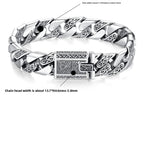 OUYADI S925 Sterling Silver Men's Cuban Link Bracelet Vintage Eternal Vines Engraved Retro Masculine Wrist Jewelry Gift