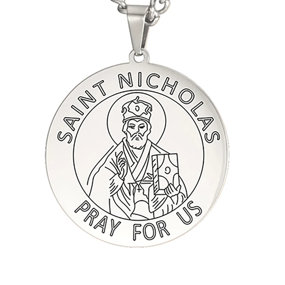 Dawapara Saint Christopher Medal Necklace Jesus Truet In You Amulet Catholic Jewelry Travelers Driver Gifts Stainless