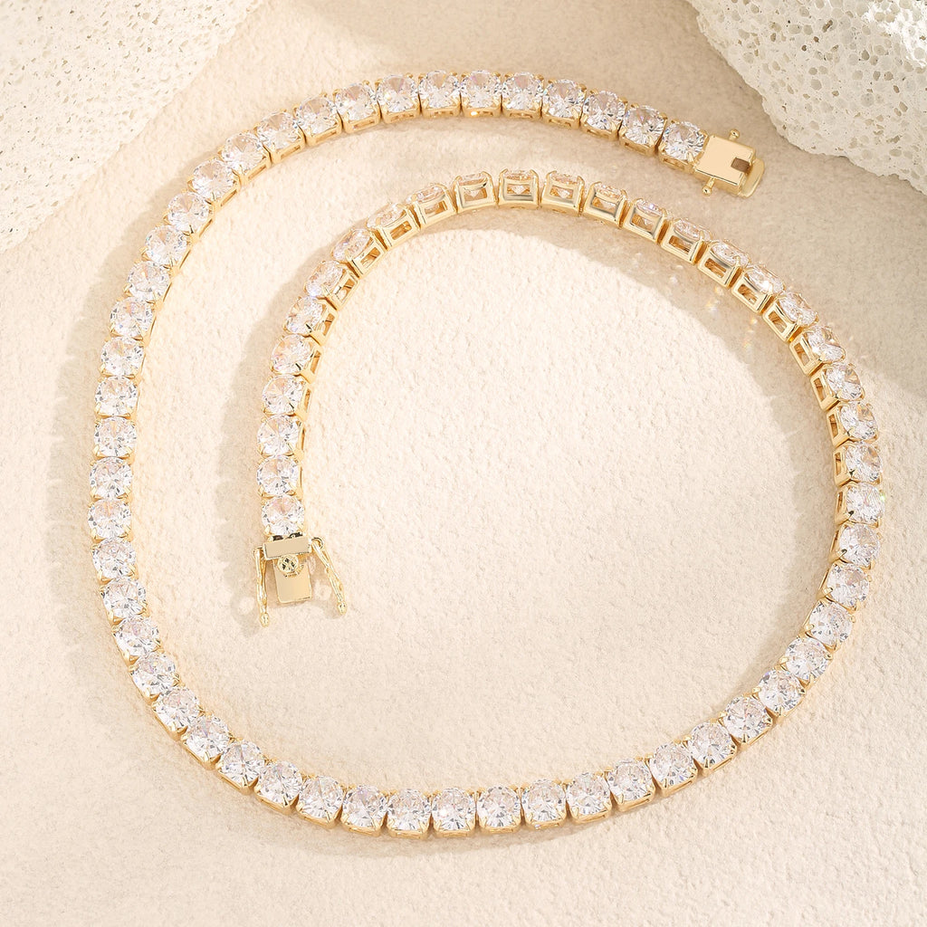 Multi-Color CZ Chain Bracelet Necklace Set 6mm 50cm