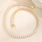 Multi-Color CZ Chain Bracelet Necklace Set 6mm 50cm