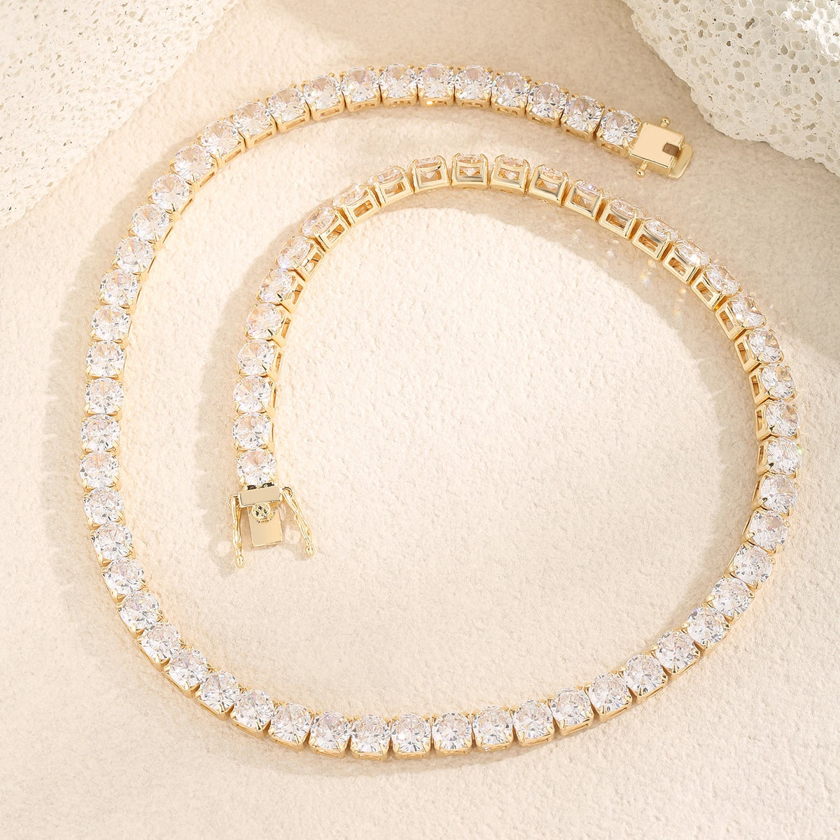 Multi-Color CZ Chain Bracelet Necklace Set 6mm 50cm