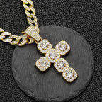 Iced Out Square Cross 13mm Cuban Chain Necklace — Zinc Alloy